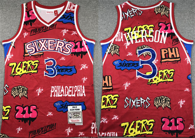 Youth Philadelphia 76ers #3 Allen Iverson Red Stitched Jersey